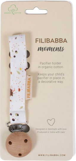Filibabba Pacifiers Accessories Ribbon with Beads Wooden Beige