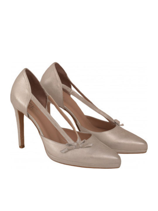 Leather Silver Heels with Strap
