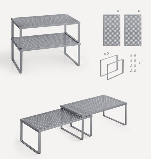 Songmics Shelf Rack Organization 2 Pieces Grey