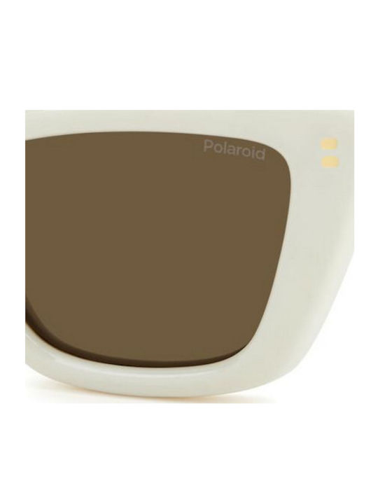 Polaroid Women's Sunglasses with White Plastic Frame and Brown Lens PLD6242/S/X VK6/SP