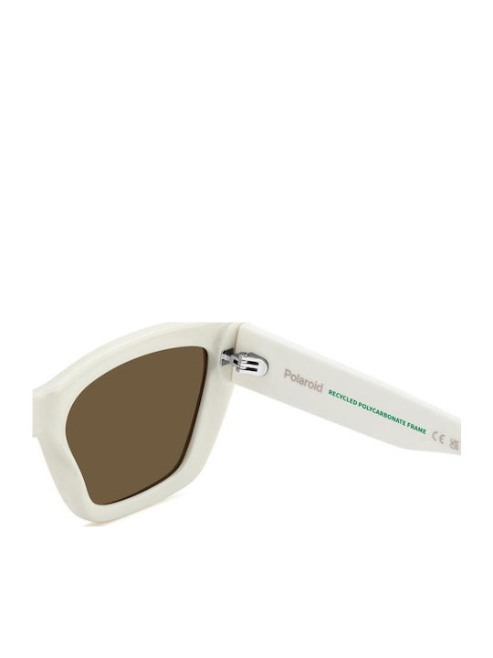 Polaroid Women's Sunglasses with White Plastic Frame and Brown Lens PLD6242/S/X VK6/SP
