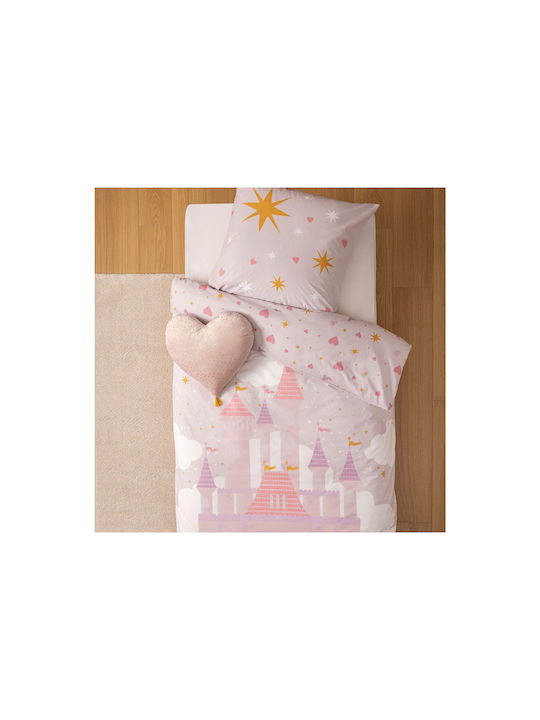 Atmosphera Château Kids Duvet Cover Set Single With Cotton Pink Pillowcase 140x200cm