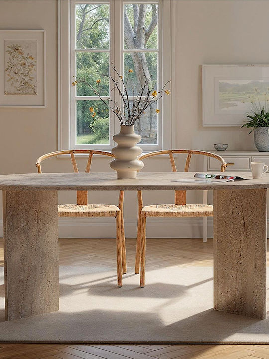 Sablin Tisch Speisesaal Holz Travertine 180x89.5x75cm