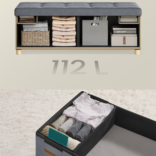 Scaun Taburet Cu spațiu de depozitare Gri 110x38x40buc Scaun Taburet Cu spațiu de depozitare Gri 110x38x40buc