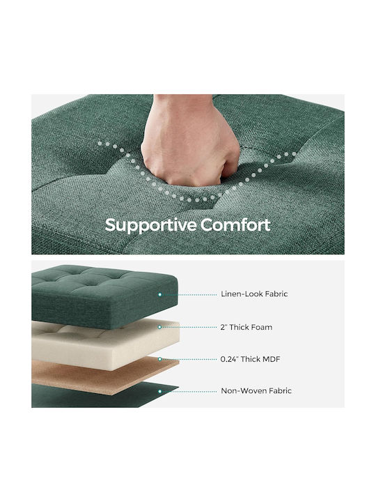 Stool For Living Room With Storage Space Upholstered with Fabric Green 38x38x40cm