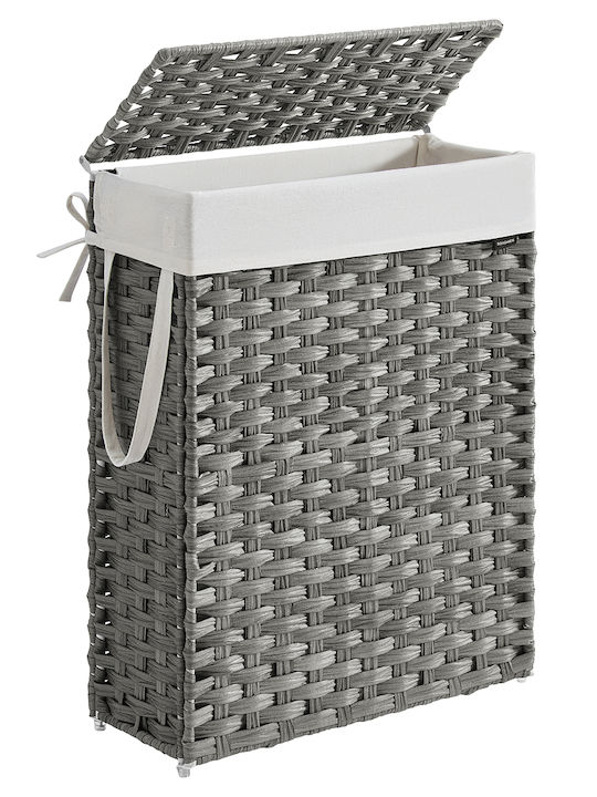 Songmics Καλάθι Απλύτων Πλαστικό με Καπάκι 46x20x61cm Γκρι