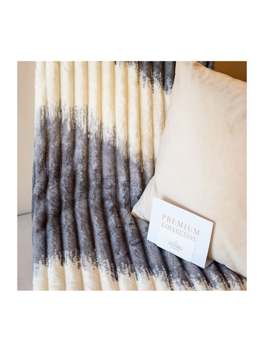 My Home Luxury Κουβέρτα Fleece Μονή 160x220εκ. Εκρού - Μπλε 68173-3