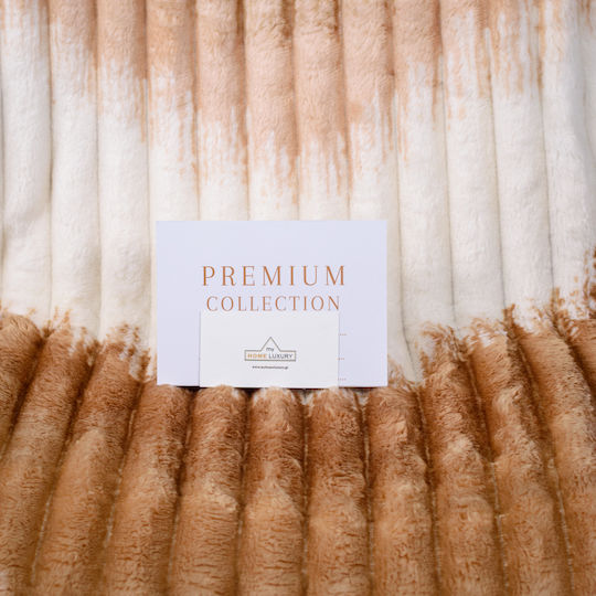 My Home Luxury Blanket Fleece Single 160x220cm Ecru - Dark Brown