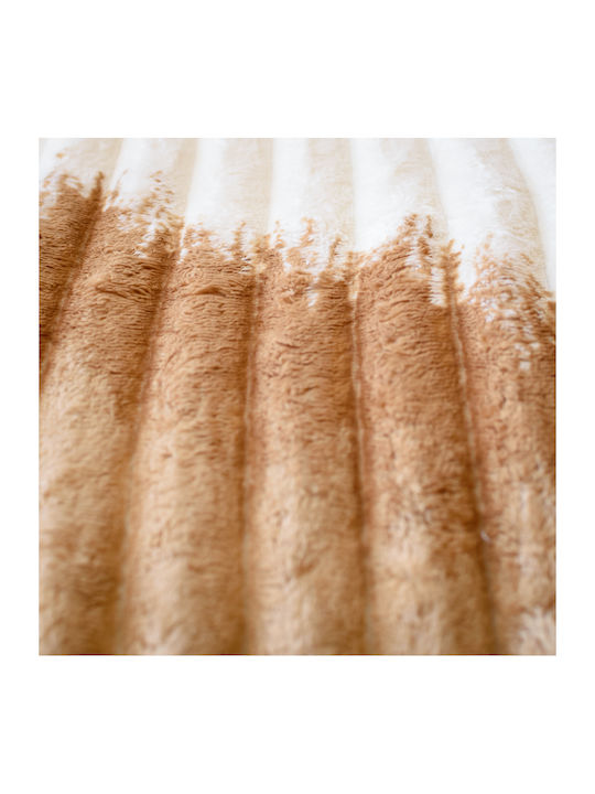 My Home Luxury Κουβέρτα Fleece Μονή 160x220εκ. Εκρού - Σκούρο Καφέ