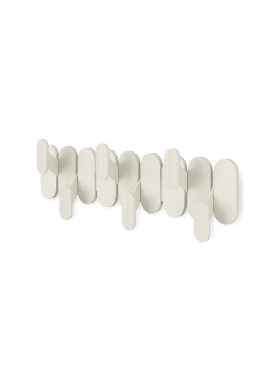 Umbra Plastic Wall Hanger 6 Hooks Beige 47x16x6cm