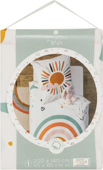 Atmosphera Set Kids Duvet Cover Single with Pillowcase Cotton Rainbow 140x200cm