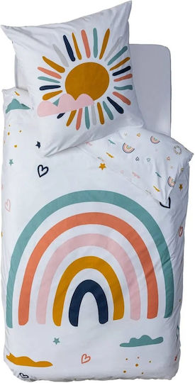 Atmosphera Set Kids Duvet Cover Single with Pillowcase Cotton Rainbow 140x200cm