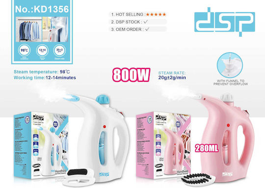 DSP KD1356 Kleiderdampfer Hand 800W mit Behälter 280ml Rosa