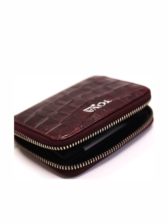 Small Leather Women's Wallet Cards Burgundy