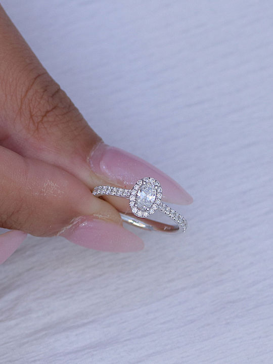Μονόπετρο από Λευκόχρυσο 18Κ Μονόπετρο από Λευκόχρυσο 18Κ