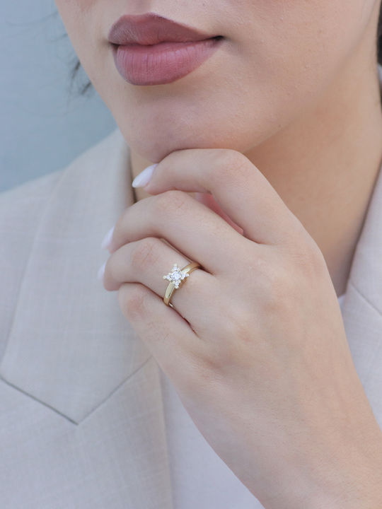 Einzelstein aus Gold 14K mit Diamant