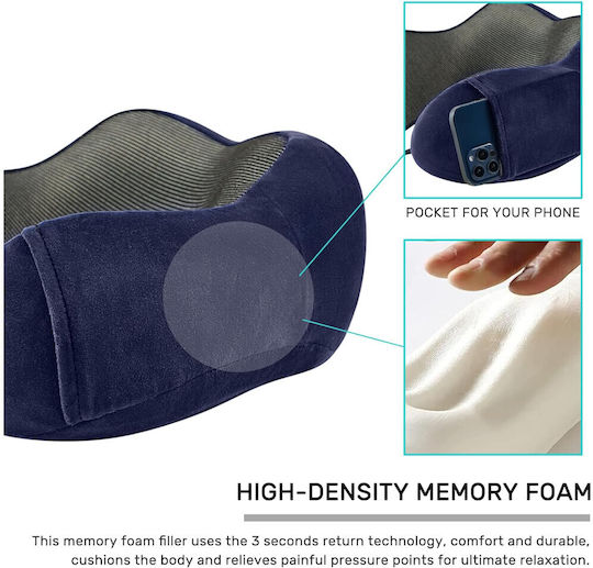 Neck Travel Pillow Memory Foam Blue-Black 4gym16