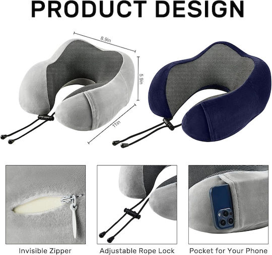 Neck Travel Pillow Memory Foam Blue-Black 4gym16