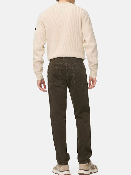 Trousers Elastic in Regular Fit Dark Brown