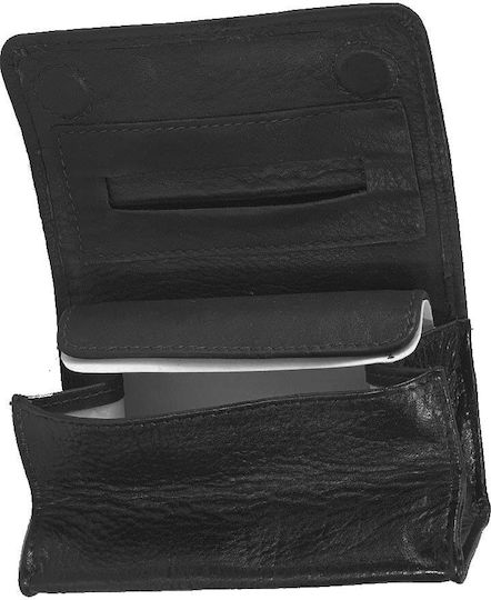 Lavor Leather Tobacco Pouch with Magnetic Closure 11x7.5cm Practical Black