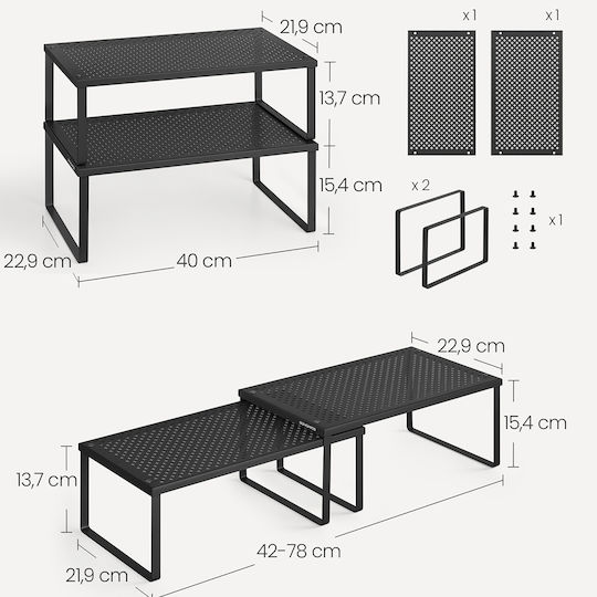 Songmics Επιτραπέζια Βάση Inox 2τμχ Μαύρη