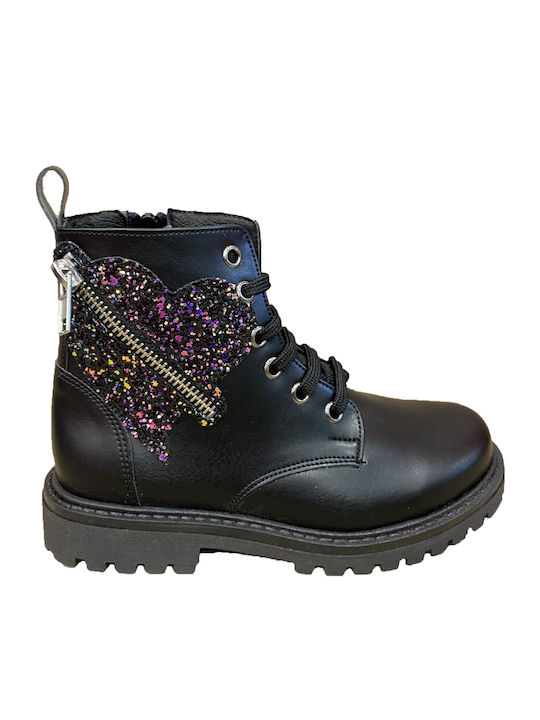 Kids Boots from Patent Leather with Zipper Black
