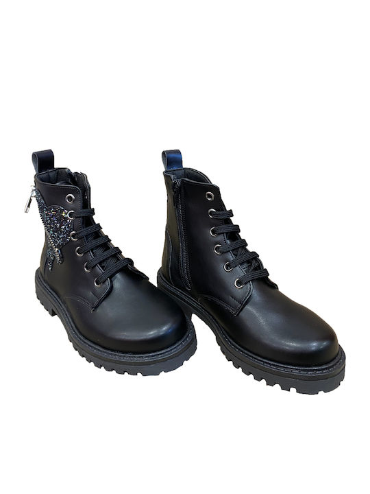 Kids Boots from Patent Leather with Zipper Black