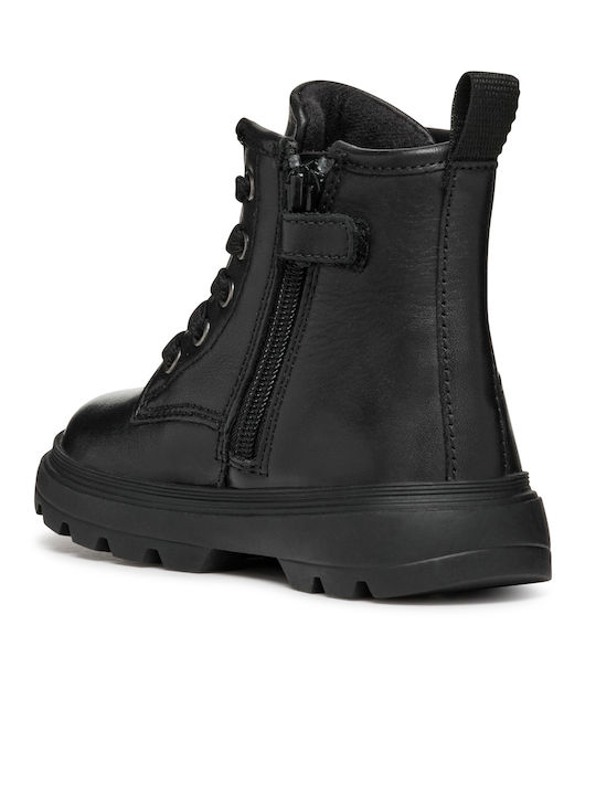 Kiddartah Leather Kids Boots with Zipper Black