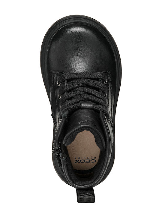 Kiddartah Leather Kids Boots with Zipper Black