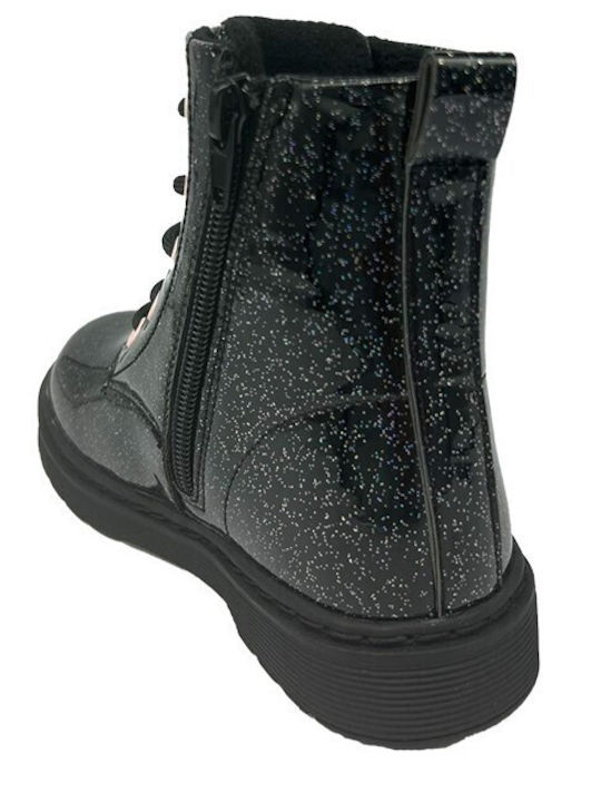 Kinderstiefel mit Schnürsenkeln Schwarz