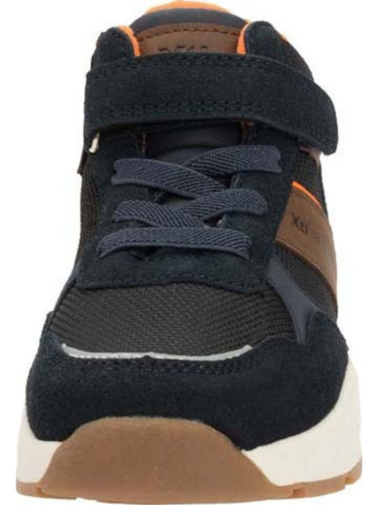 Leather Kids Boots with Zipper Blue