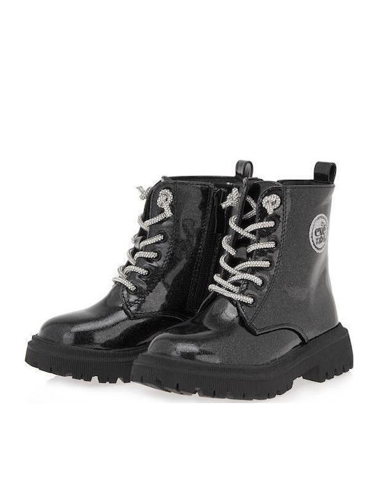 Kinderstiefel aus Lackleder mit Reißverschluss Schwarz