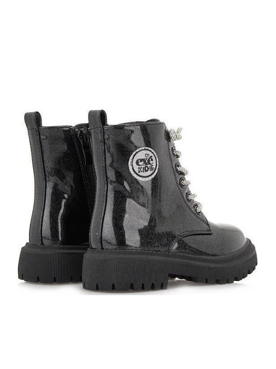 Kinderstiefel aus Lackleder mit Reißverschluss Schwarz