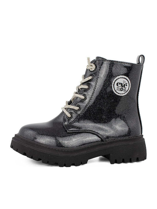 Kinderstiefel aus Lackleder mit Reißverschluss Schwarz