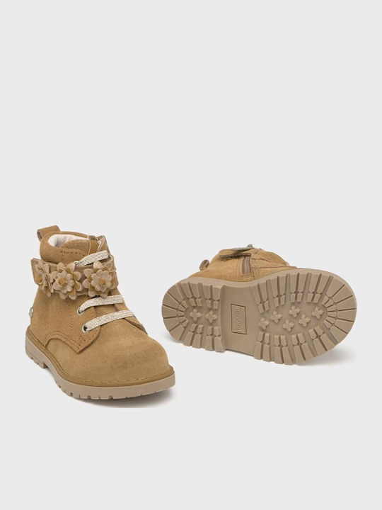 Biker Suede Kinderstiefeletten mit Schnürsenkeln Braun