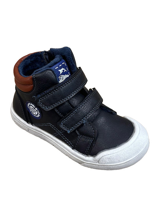 Lederne Kinderstiefeletten mit Reißverschluss Blau