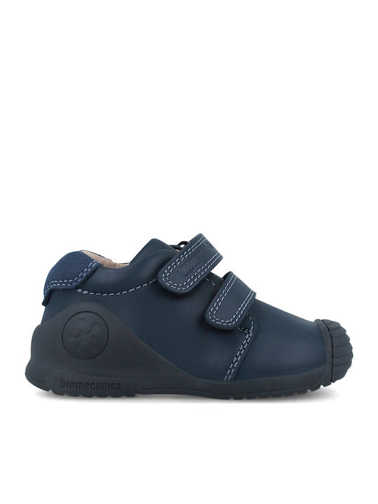 Anatomisch Lederne Kinderstiefeletten mit Klettverschluss Blau