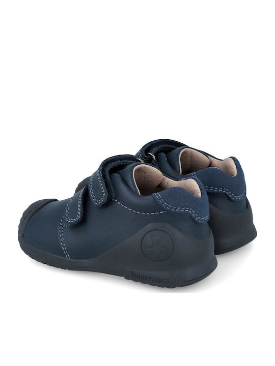 Anatomisch Lederne Kinderstiefeletten mit Klettverschluss Blau