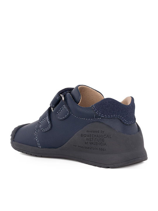 Anatomisch Lederne Kinderstiefeletten mit Klettverschluss Blau