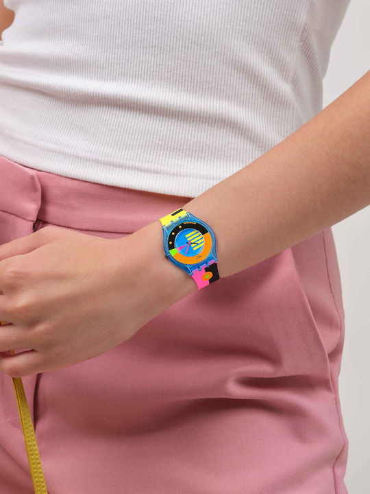 Swatch Swatch Ρολόι Μπαταρίας με Καουτσούκ Λουράκι Swatch Swatch Ρολόι Μπαταρίας με Καουτσούκ Λουράκι
