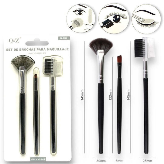Professional Set with Makeup Brushes for Highlighter made of Synthetic Hair Brush 3pcs