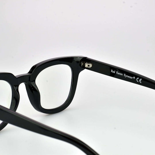 Blue Light Blocking Glasses Red Raven Series B Black