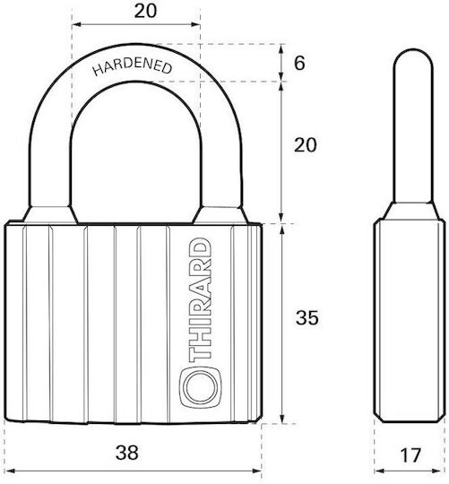 Thirard Λουκέτο Πέταλο με Κλειδί 38mm Μαύρο