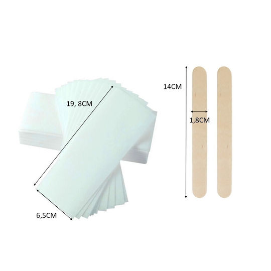 Комплект 100 Eco Ленти за Депилация Non Woven Ultra Soft и 2 Дървени Шпатули