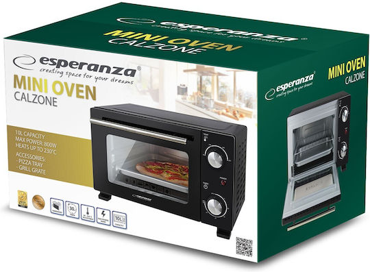 Esperanza Calzone Electric Countertop Oven 10lt Without Burners Black
