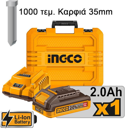 Ingco Battery Brad Nailer Gun 20V for Nails