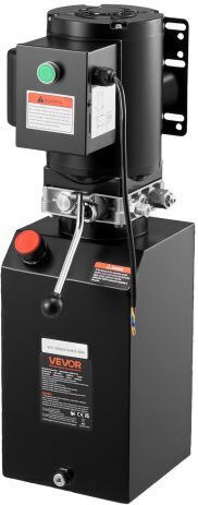 Hydraulic Pump Power Unit Vevor AC 220V Hydraulic Single Energy Unit 15 Liters Oil Flow 6.3 L Min Maximum Discharge Pressure 22 Mpa Tipping Truck Car Workshop Car Lifting Platforms Black