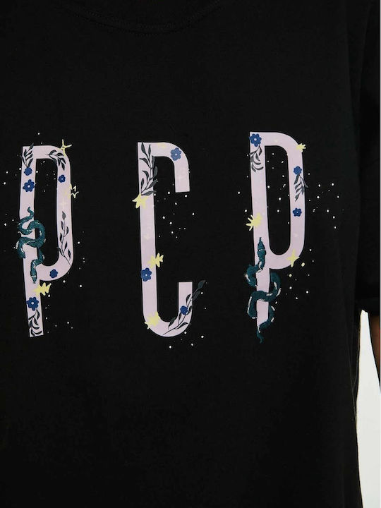 Serpentine Γυναικείο Oversized Crop T-shirt Ριγέ Black