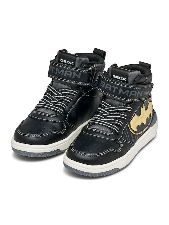 Ciberdron Παιδικά Sneakers High Ανατομικά με Σκρατς Μαύρα