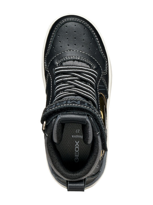 Ciberdron Παιδικά Sneakers High Ανατομικά με Σκρατς Μαύρα